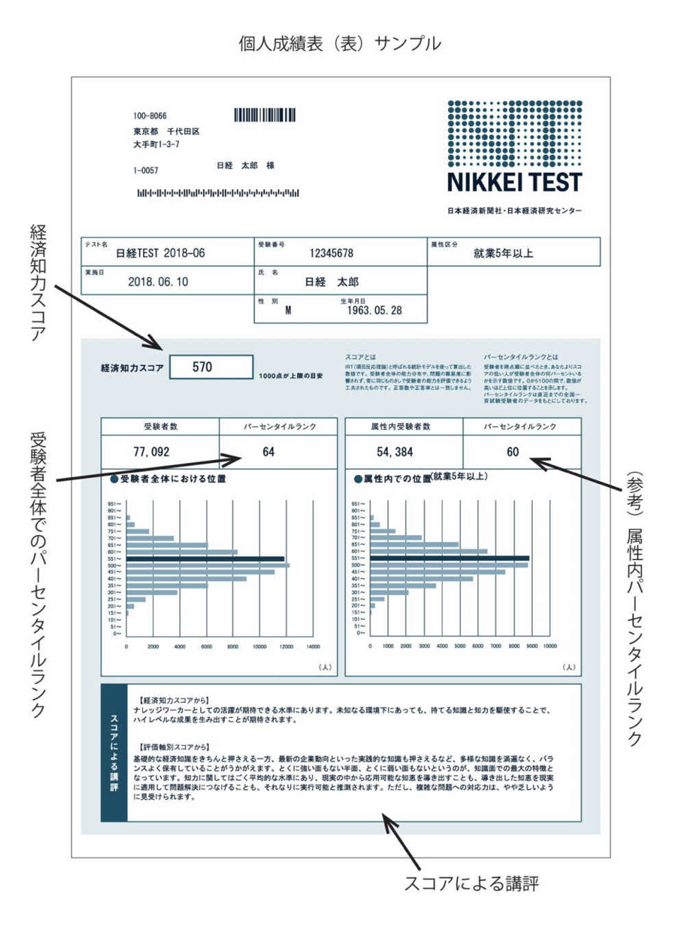 実例 日経テスト スコア 個人成績表の見方 資格検定hacker
